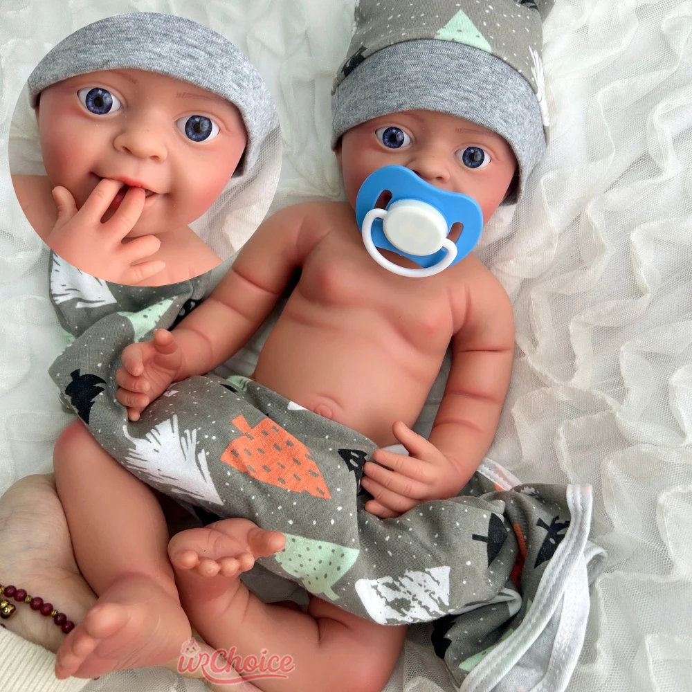 

18-дюймовая полностью мягкая силиконовая кукла ручной работы для мальчиков Reborn Baby, реалистичная 3D-окрашенная в коже моющаяся кукла для облегчения тревоги, Рождественский подарок