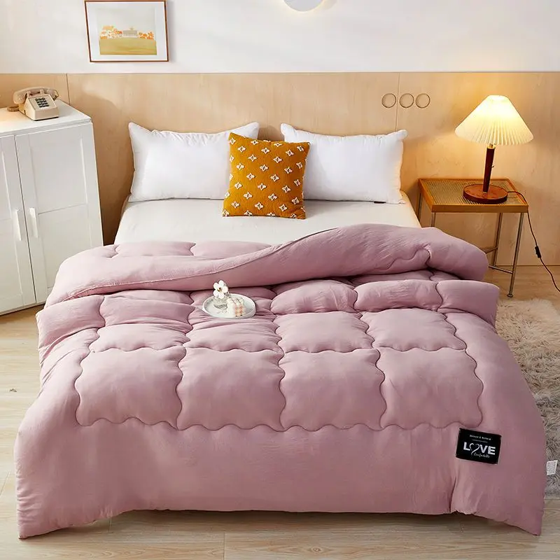 Hot Sales Thickened Down Comforter New Design Fiber Silk Duvet Winter Comfortable Warm Quilt Luxury Double Bed Decorative Quilt