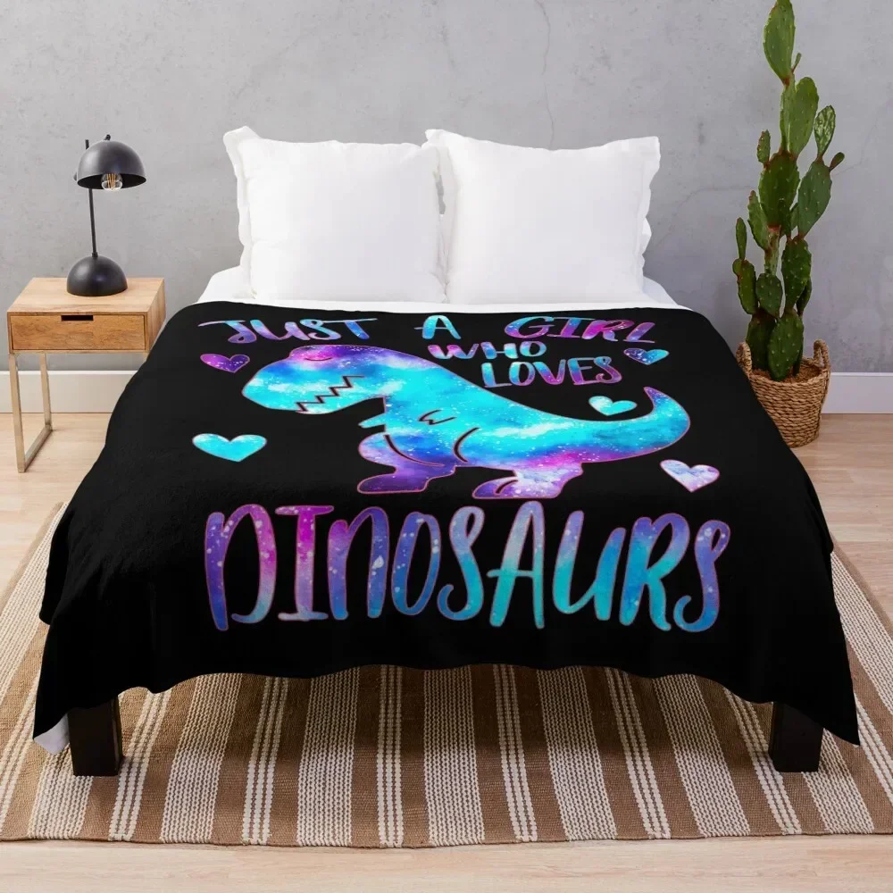 

Just a Girl who loves Dinosaurs Throw Blanket Cozy Throw Blanket for Bed Sofa Chair