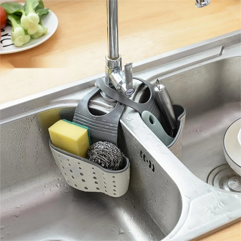 Double-layer Sink Hanging Bag Kitchen Rack Faucet Sponge Holder Storage Hanging Basket Kitchen Storage Rack Sink Accessories