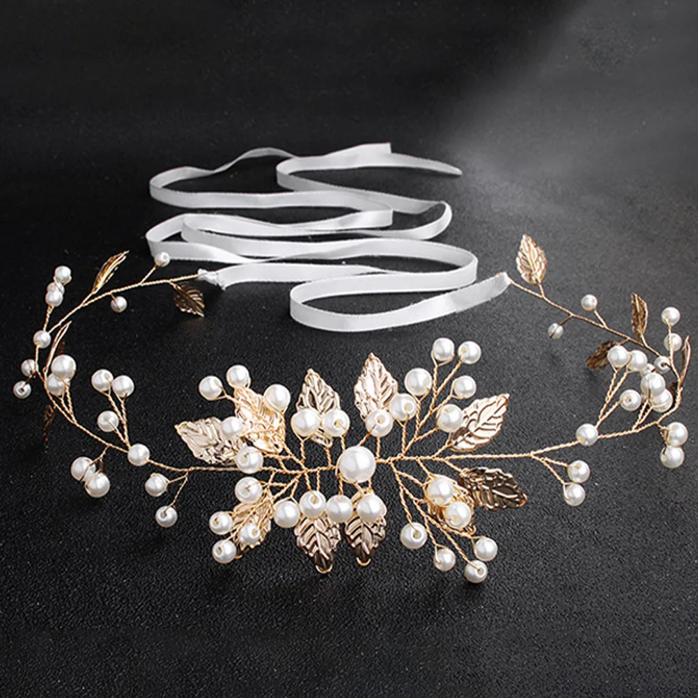 

Elegant Wedding Bridal Belt Pearl Embellished Dress Waistband for Women Decorative Ribbon Accent Fancy Evening Party Gown