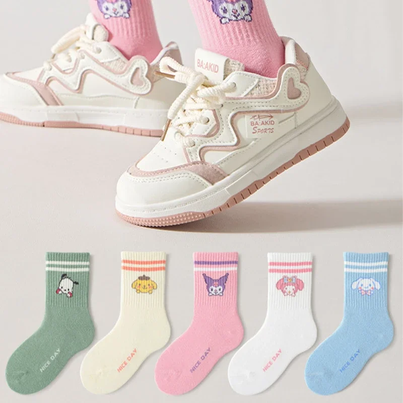 

Sanrio Kawaii Hello Kitty Girls Socks Kuromi Cinnamoroll Anime Cartoon Cute Fashion Exquisite Skin Friendly Student Cotton Socks