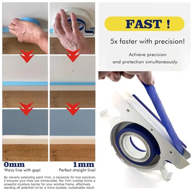 

Masking Paint Tape Applicator Set Dispenser Tool with Width Blue Painter Tape Portable Cutter for Trim Door Window Frames