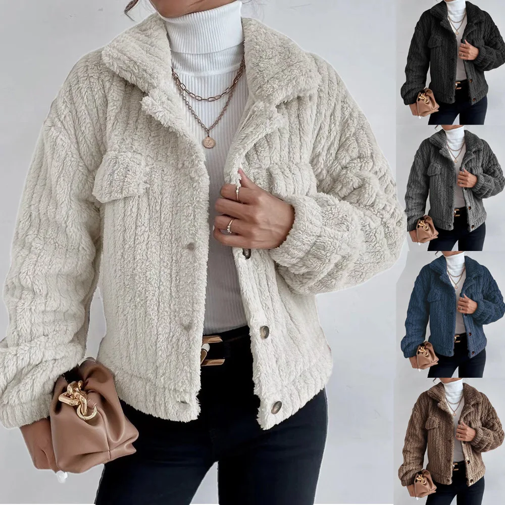 Autumn and Winter 2023 New Women's Lapel Comfort Casual Thick Plush Coat Women Fashion Casual All-match Jackets Coats Lady