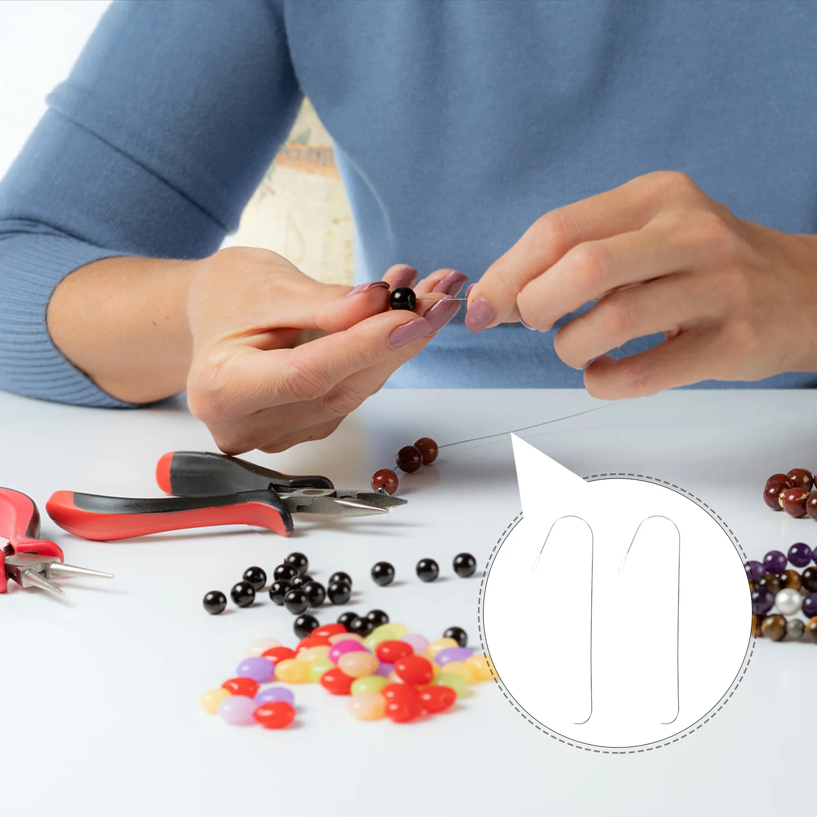 

6pcs Large Eye Curved Beading Needles Metal Bead Threaders For Jewelry Making Diy Crafts Beads Necklace Anklet Making Tool