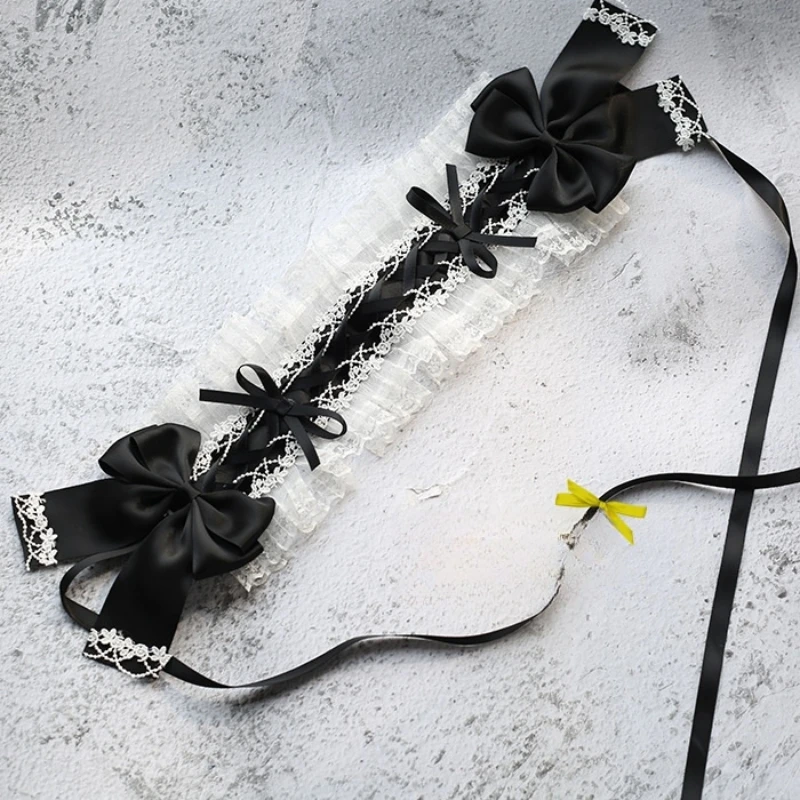 Sweet Hair Hoop Girls Cute Ruffled Cosplay Headband Hair Band Hair Accessories Lace Bow Ribbon Headdress Lolita DIY Headwear