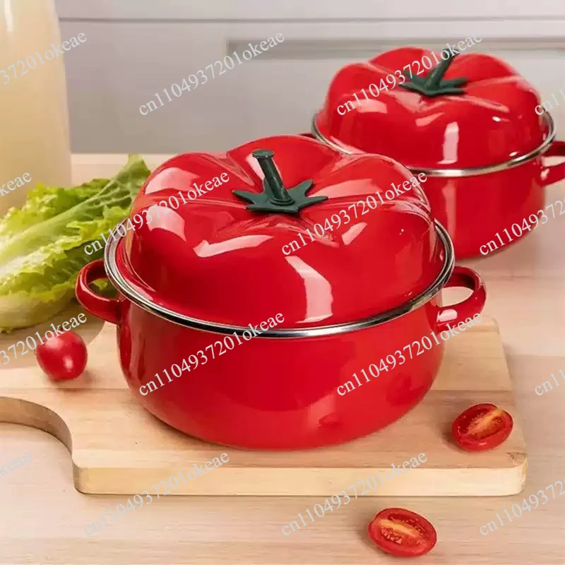 Enameled Saucepan Household Kitchen Cookware Cooking Noodle Stew Soup Boiling Water Pot