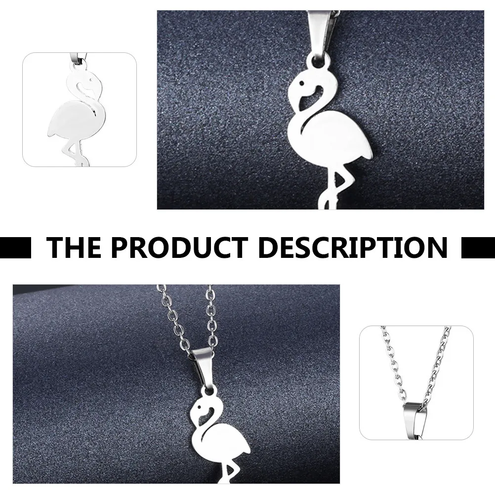 1Pcs Stainless Steel Flamingo Necklace Pendant Fashion Lightweight Jewelry for Women Birthday Party Graduation