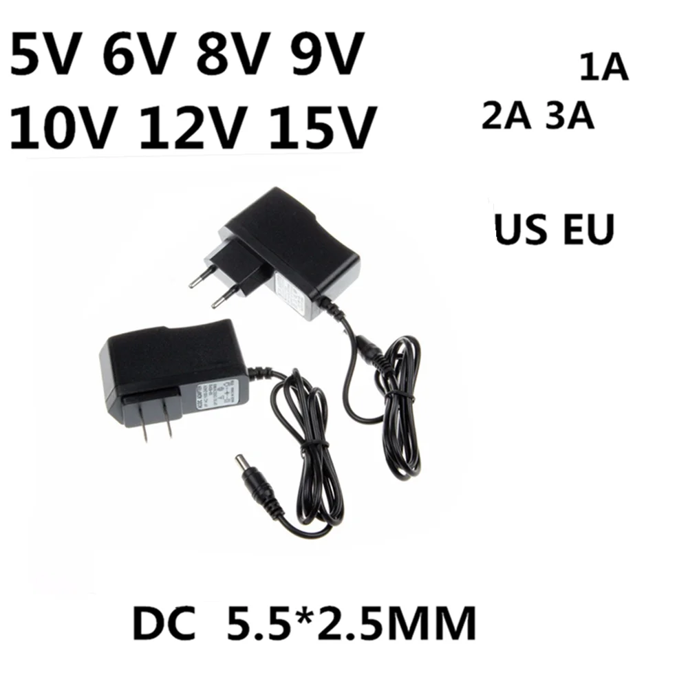 Adaptador de corriente Universal para tiras de luz LED, fuente de alimentación de AC 110-240V, DC 5V, 6V, 8V, 9V, 10V, 12V, 15V, 0.5A, 1A, 2A, 3A