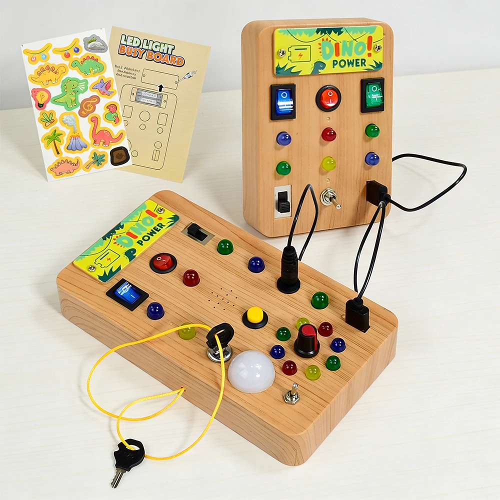 Picture 5: Children's Montessori LED Light Busy Board Simulation Switch Power Board Busy Light Button Puzzle Early Education Learning Toy