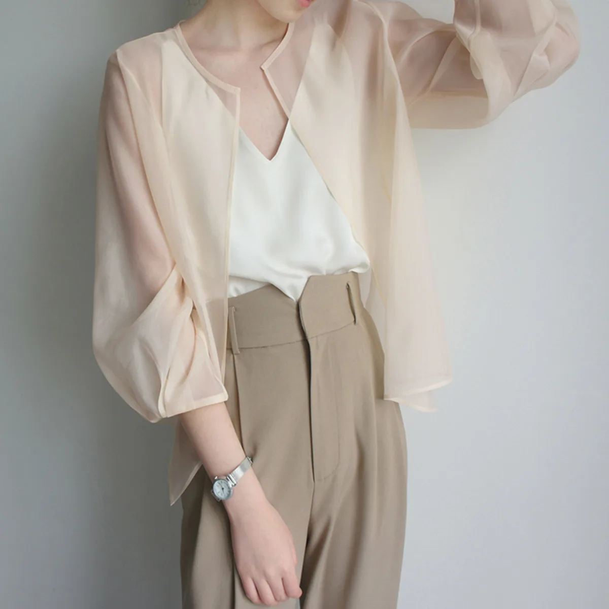 Women's Summer Fashionable Chiffon Sun Protection Clothing Thin Strap Outerwear Cardigan Coat Lightweight Cover up