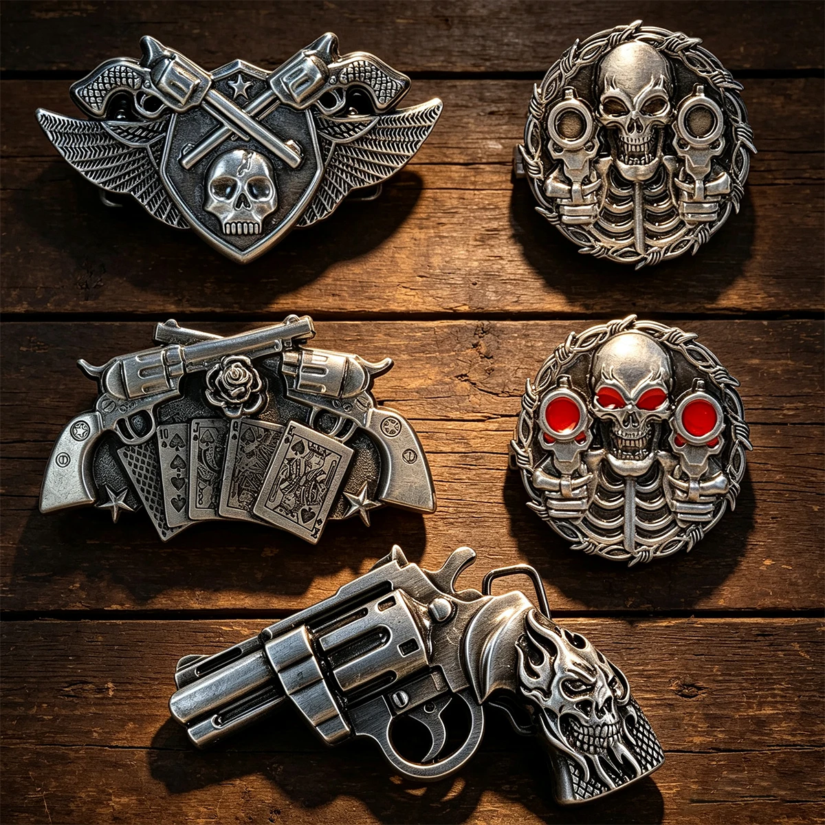Zinc Alloy skull Gun Belt Buckle Western Cowboy Retro Punk Hip Hop Jeans Belt DIY Decorative Buckle For 3.6 3.8 3.9cm Width Belt