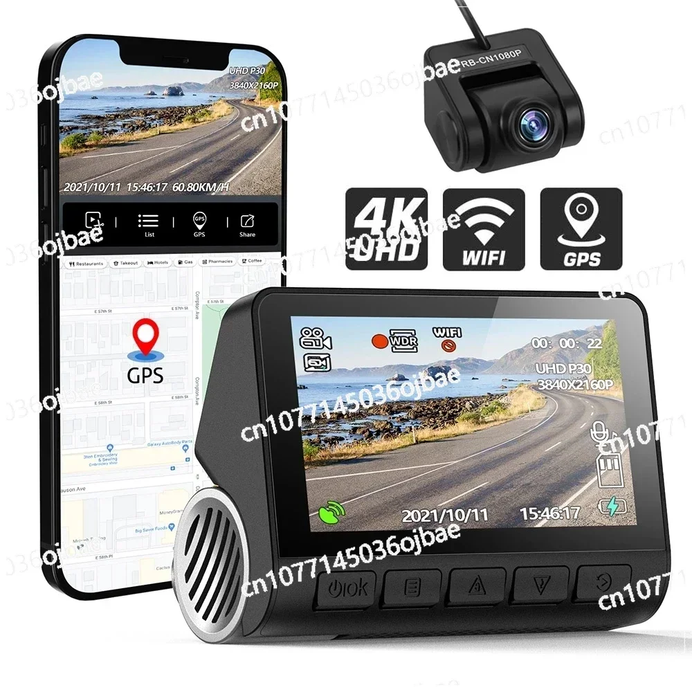 4k WiFi with Application, Front and Rear Dual 2-channel Driving Recorder V55 Driving Recorder 4k with GPS Dual Lens Car Camera