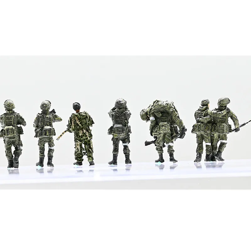 1:72 Scale Model 8 Pcs Russia Patrol Rescue Team Soldiers Action Figure Toys Scene Accessory Dolls Display Collection Gift Fans