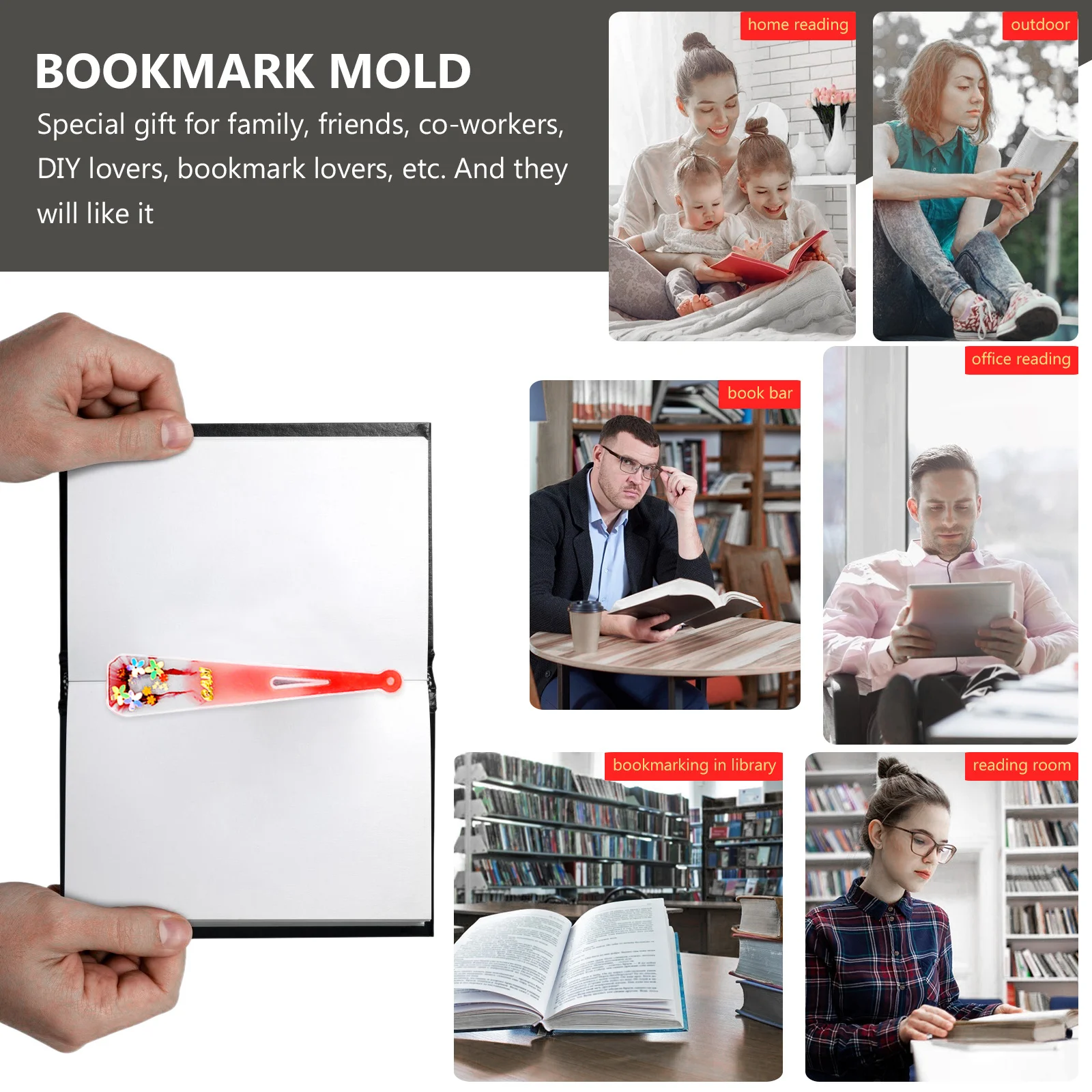 

5Pcs DIY Bookmark Molds Retro Silicone Craft Molds for Epoxy Resin Casting Perfect for Making Unique Book Accessories