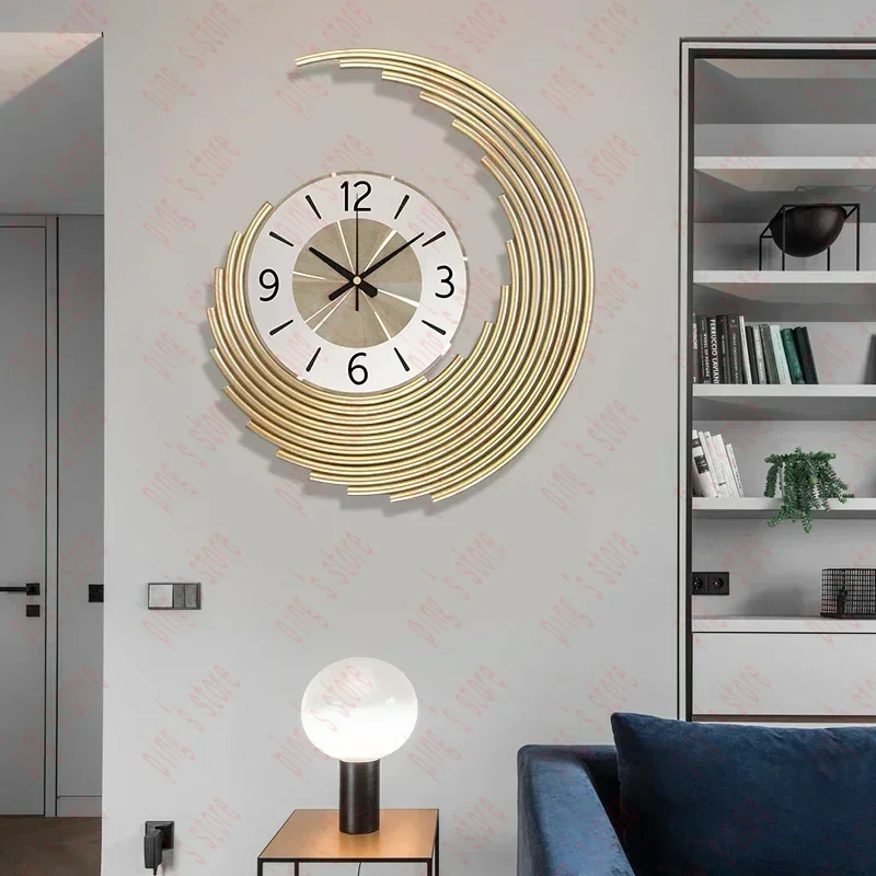 Modern Luxury Silent Wall Clock Aesthetic Metal Large   Unique Living Room Oversize Wohnzimmer Deko Home Decor