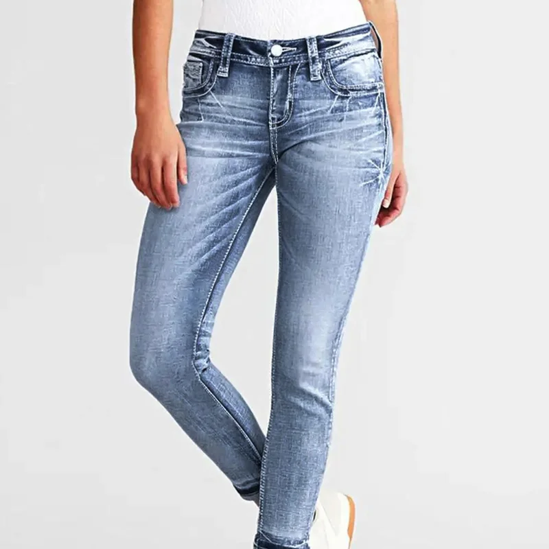 

Женские винтажные стиральные джинсовые брюки-карандаш с низкой талией, эластичные укороченные джинсы, повседневные джинсы для пригородных поездок, новинка 202, женские широкие брюки Y2k