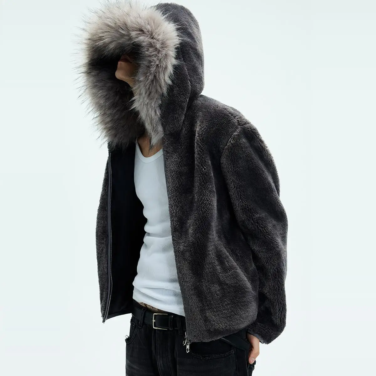 

Design New Autumn Winter Hooded Faux Fur Jacket Men's Thick Warm Coat Trendy Versatile Men Clothing Soft Streetwear