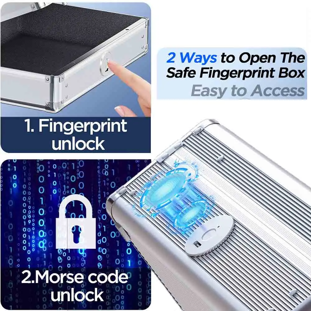 Imagem -05 - Fingerprint Safe Box com Código Morse Lock Armazenamento de Jóias Secret Hidden Safe Biométrica Jóias Privacidade Inteligente