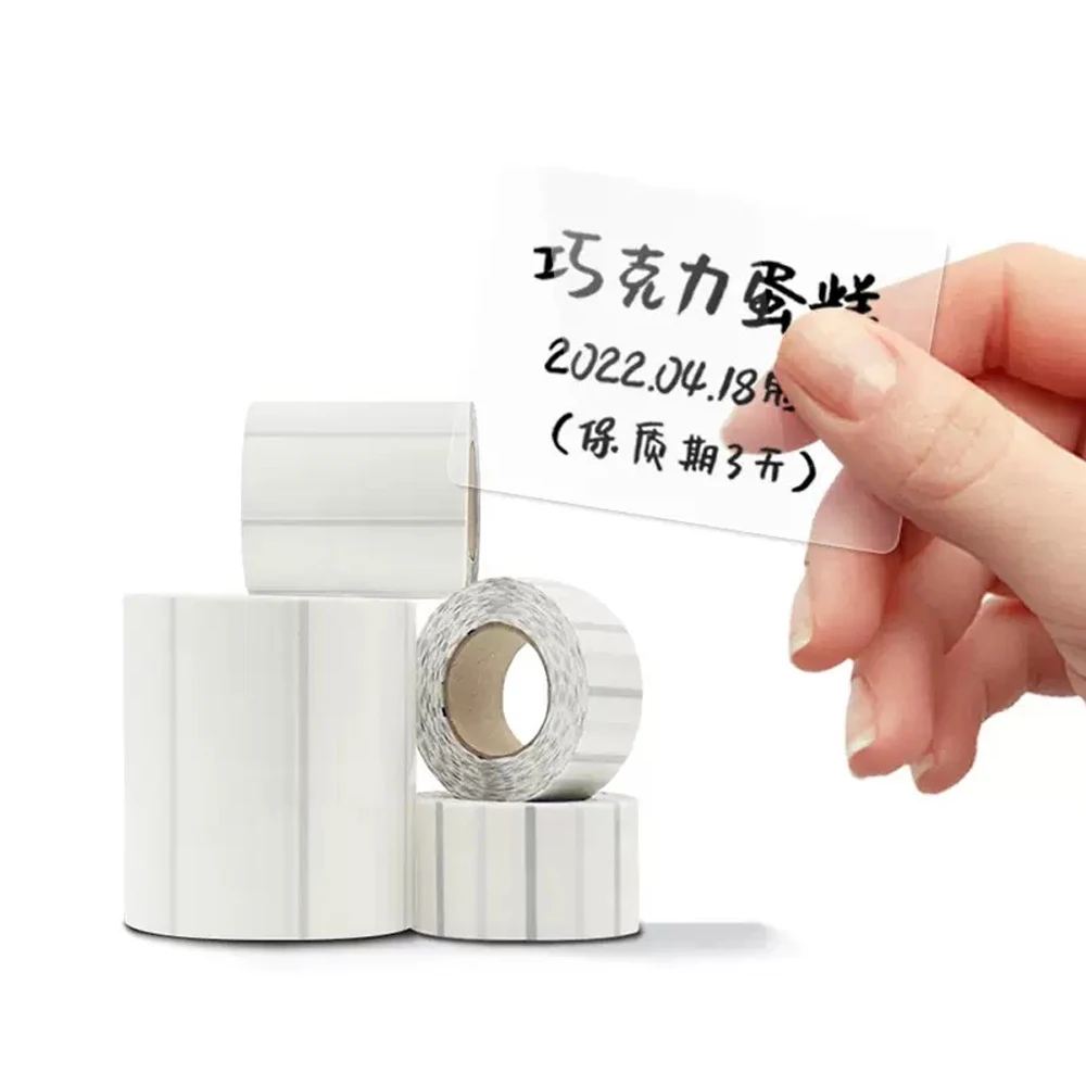 1 roll 40mm Core Transparent PET Clear Label Stickers Waterproof Seal Labels Barcode Printer With Resin Transfer Label