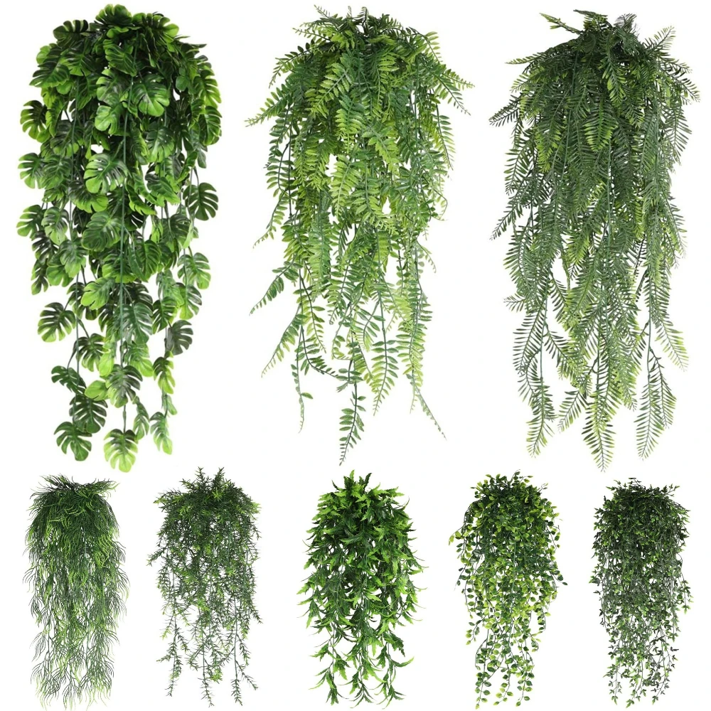 Artificial Plant Vine Hanging Fake Green Leaf Vines UV-resistant for Porch Wedding Party Wall Hanging Courtyards Home Decoration