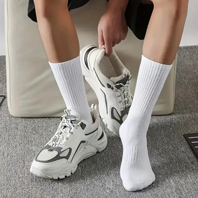 1-20 Pairs Neutral Solid Color Round Neck Socks Spring Summer Sweat Absorbing Breathable Soft Comfortable Couple Sports Socks