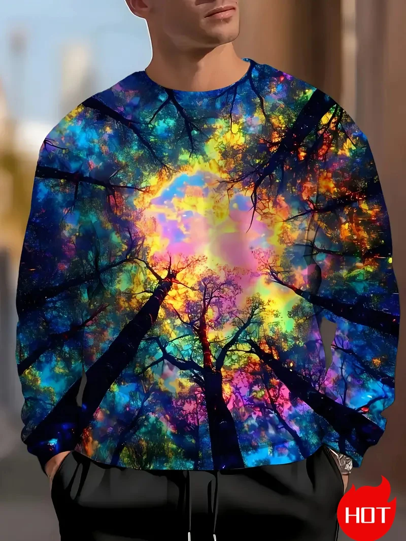 Men's Sweatshirt 3D Printed Vortex Pattern Fashion Trendy Crewneck Sweatshirt Fall Winter New Harajuku Streetwear Large Size Top