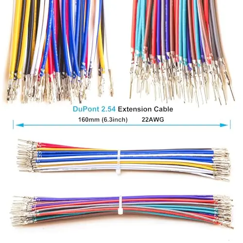 Cabo Dupont-macho para fêmea com 22AWG, linha única, 2,5mm, passo 1, 2, 3, 4, 5, 6, 7, 8, 9, alojamento 10Pin (DU-MF-1-10P), 2,54mm