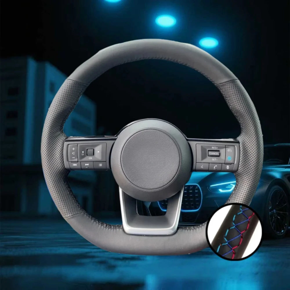 Car Steering Wheel Cover Hand-Sewn Microfiber Leather For Nissan Qashqai J11 J10 Leaf X Trail in March Tiida Kicks Versa Ju