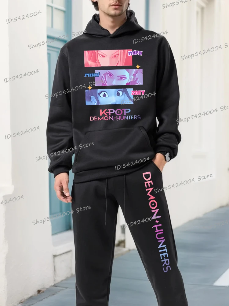 

Women Men Autumn and Winter New Kpop Demon Hunters Hoodie +pants Two-piece Set Fashionable Casual Sports Suit Unisex Tracksuit