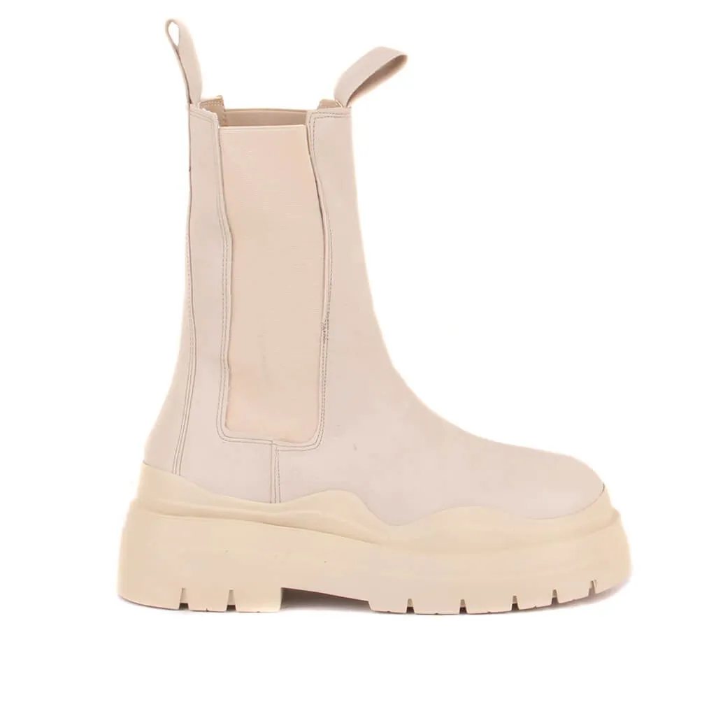 Moxee-Beige, Zipperless, High Bottom Female Boots