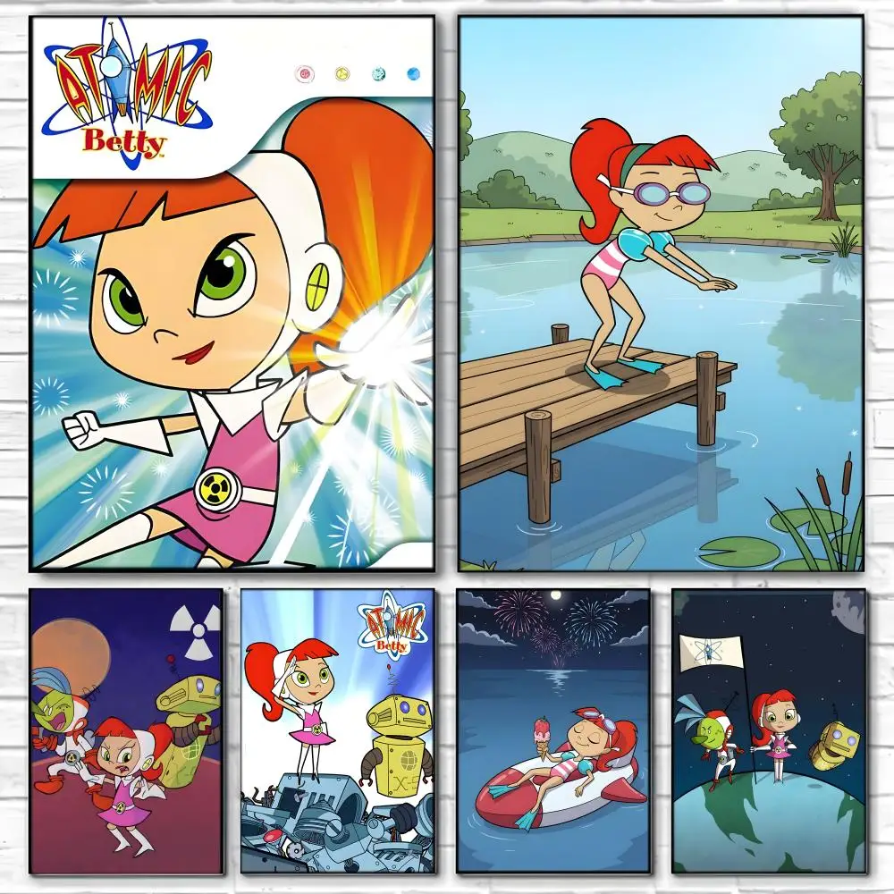 Action Cartoon A-Atomic Betty Poster  Self-adhesive Art Waterproof Paper Sticker Coffee House Bar Room Wall Decor