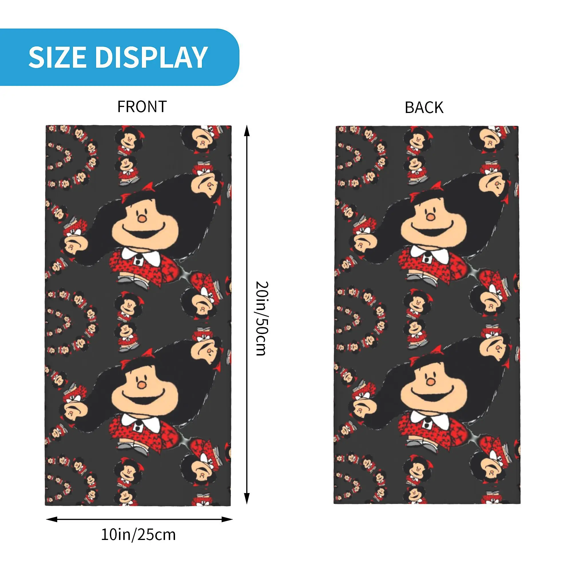 Custom Cartoon Mafalda Star Bandana Neck Gaiter Windproof Face Scarf Cover Men Women  Headwear Tube Balaclava