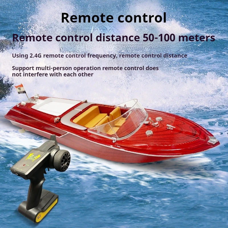 Sk-1 Rc Boat Remote Control Speedboat Toy High Speed  Simulated Wood Grain Retro Model Ornaments Custom Festival Gift Toys