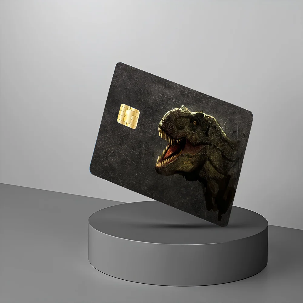 3D Cartoon Jurassic Park Dinosaur2024 Anime Cartoon Skin Stickers Film Tape Case For Big Credit Debit Card Front Side