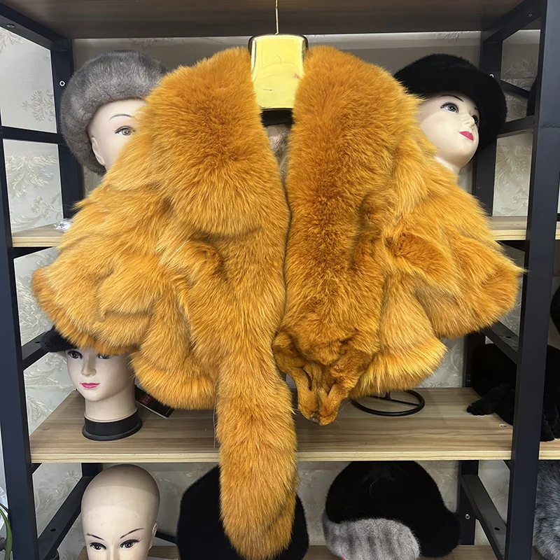 Women's Natural Fox Fur Jacket Shawls Real Fox Fur Jacket Women Winter Coat Shawl Temperament New In Coats & Jackets Outerwear
