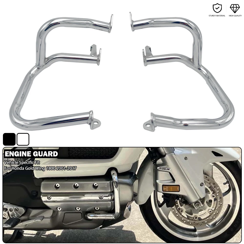 

Motorcycle Engine Guard Highway Bar Crash Protection - Chrome/Black Fits For Honda Gold Wing 1800 Goldwing GL1800 Tour 2001-2017