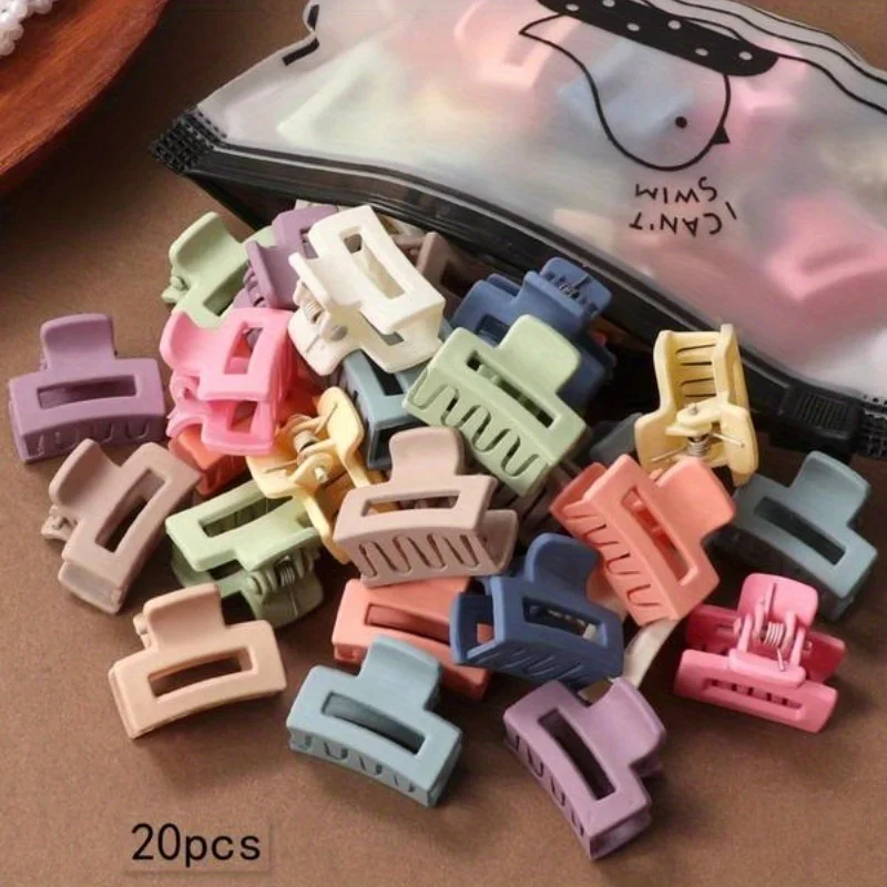 20 PCs Solid Color Matte Hollow Hair Claw Clip Candy Color Catch Barrettes Stylish Hair Accessories Suitable for Women 