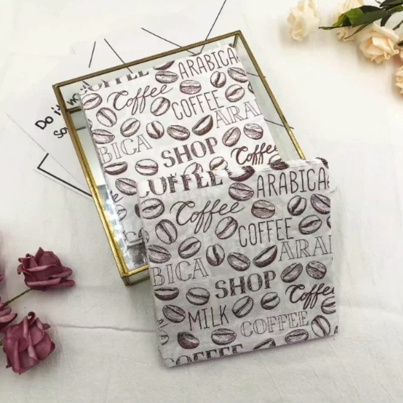 20pcs/Pac 2-Ply Colourful Printed Napkins Coffee Bean Milk Printed Facial Tissue Towels Cafe Restaurant Hotel Party Square Paper