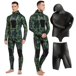 5mm CR Neoprene Wetsuit Open Cell Free Diving Suit Camouflage Two-piece set Mens Snorkeling Swimming Spearfishing Wetsuit