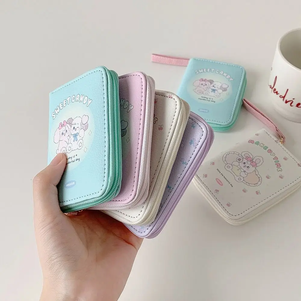 Bonito couro do plutônio dos desenhos animados moeda bolsa mini 3 dobras carteira curta bonito gato cartão carteira estudantes presente