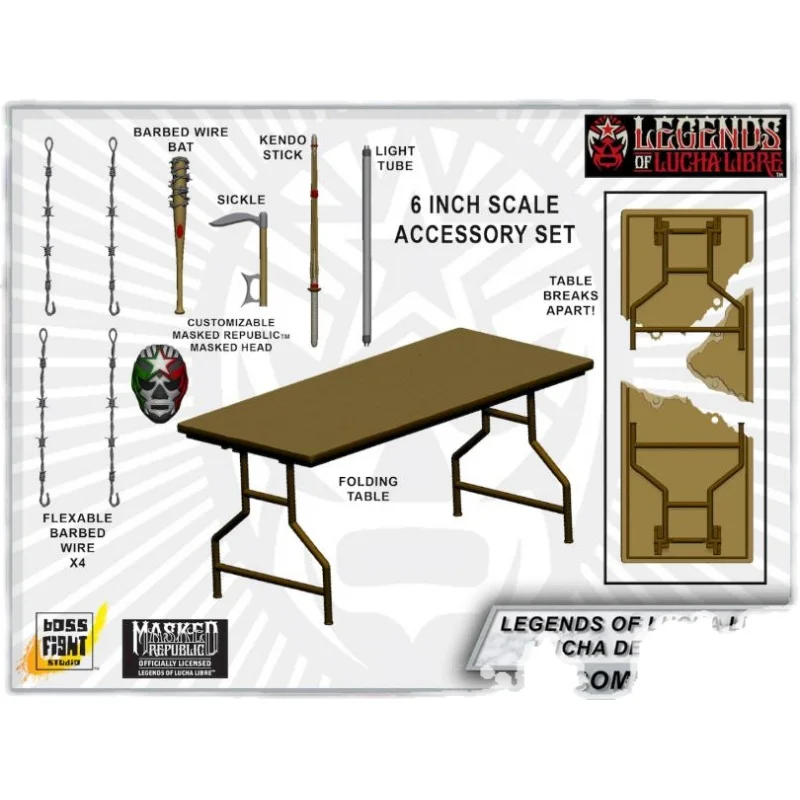 BFS 1/12 Wrestler Legend Luka Libre La Muerte Action Figure Tables Chairs Accessories Set for Fans Collection