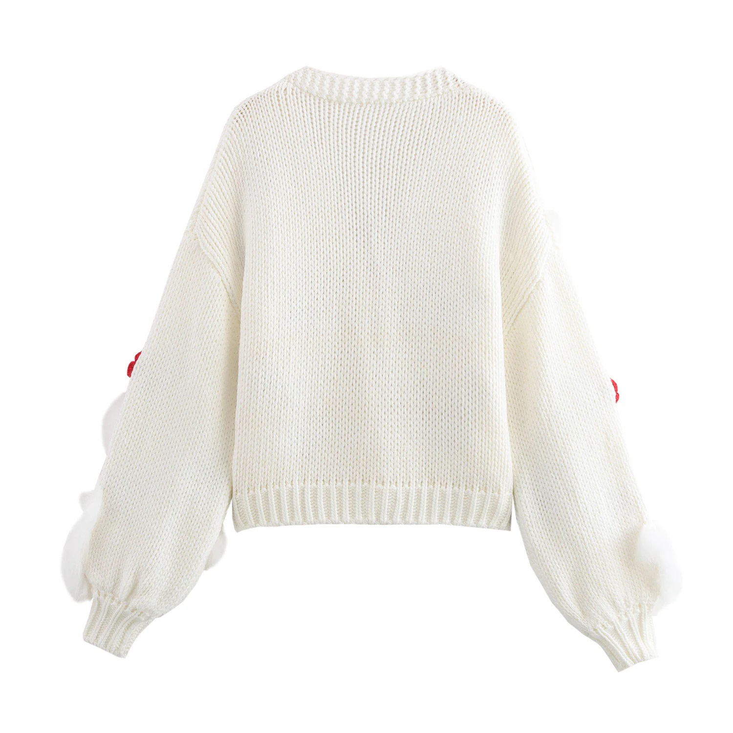 

JNLEAOG, осенний новый женский модный тяжелый вязаный меховой свитер с v-образным вырезом и цветком ветра, 3D вязаный свитер из полиэфирного волокна, длинный све