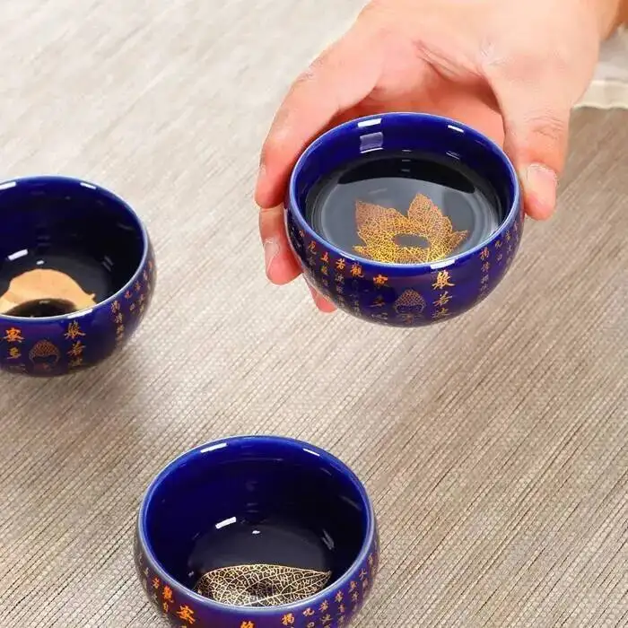 Large Heart Sutra Tea Cup Ceramic Building Cup Tea Tasting Cup Tea Bowl Tianmu Glazed Kiln Transformation Kung Fu Tea Cup Owner