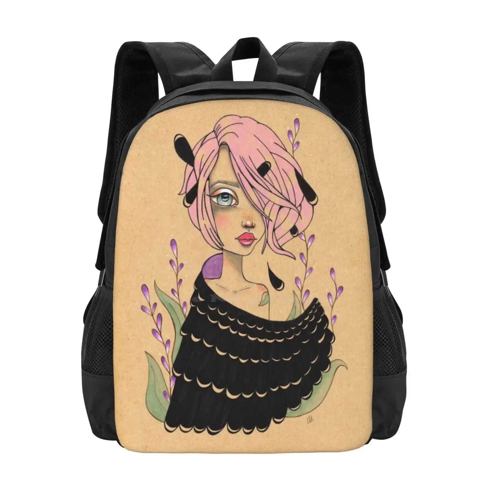 Changeling Girl Hot Sale Schoolbag Backpack Fashion Bags Crows Feathers Pagan Ritual Fairy Tales Faery Magic Lea Barozzi Pop