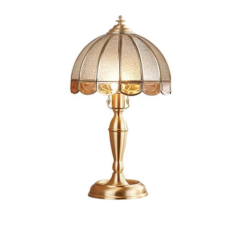 TYLA Modern Brass Glass Table Lamp LED European Creative Bedside Copper Desk Lights for Home Living Room Bedroom
