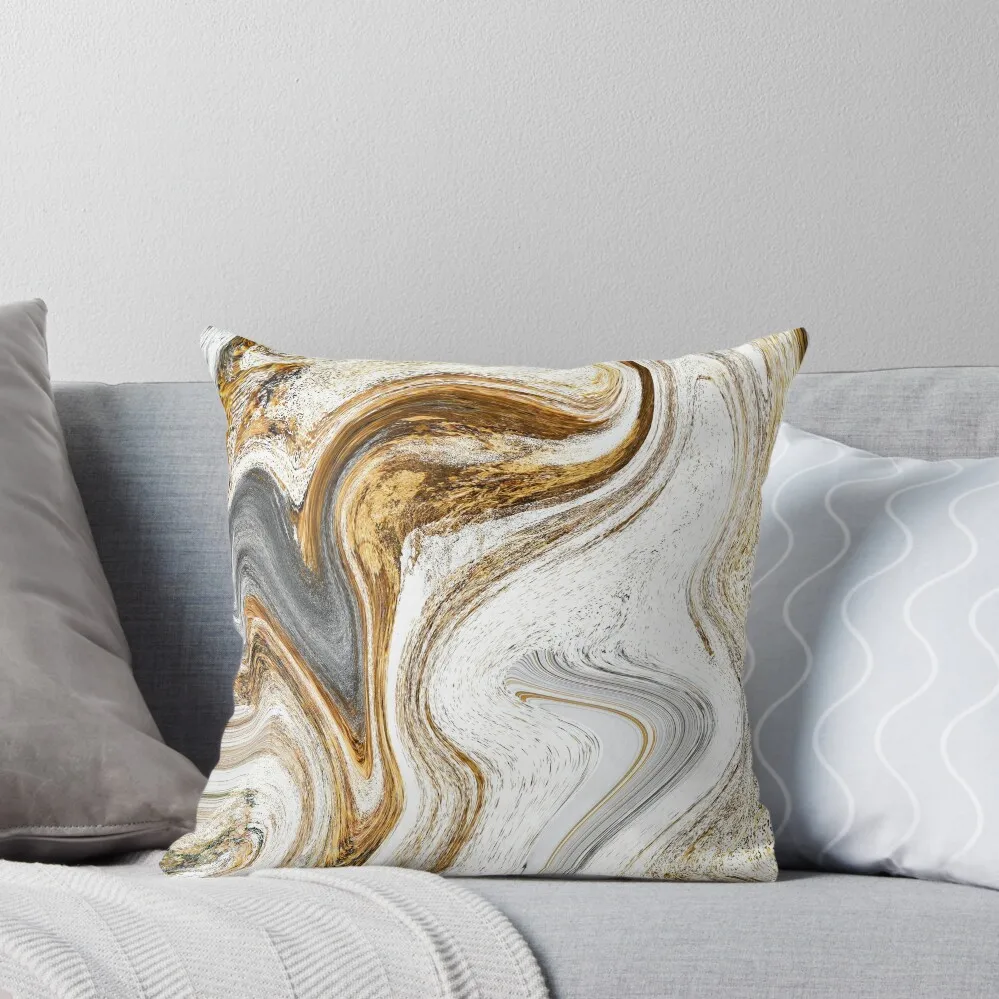 

Fluid ink with liquid golden marble. White and gold luxury design. Throw Pillow Christmas Pillow Covers Couch Pillows pillow