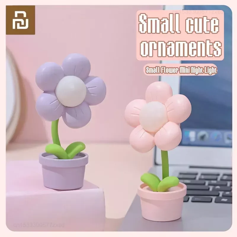 

Youpin Mini LED Night Light Cute Small Flower Mini Desktop Table Lamp Baby Room Ornament Bedroom Bedside Ambient Light Household