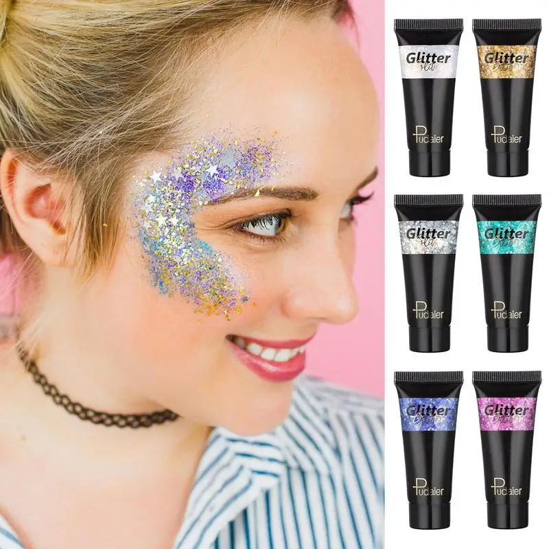 Glitter Sequins Gel Cream For Face Body Lip Eye Nail DIY Shinning Shadow Shimmer Gel Colorful Sequins Stage Lasting Makeup