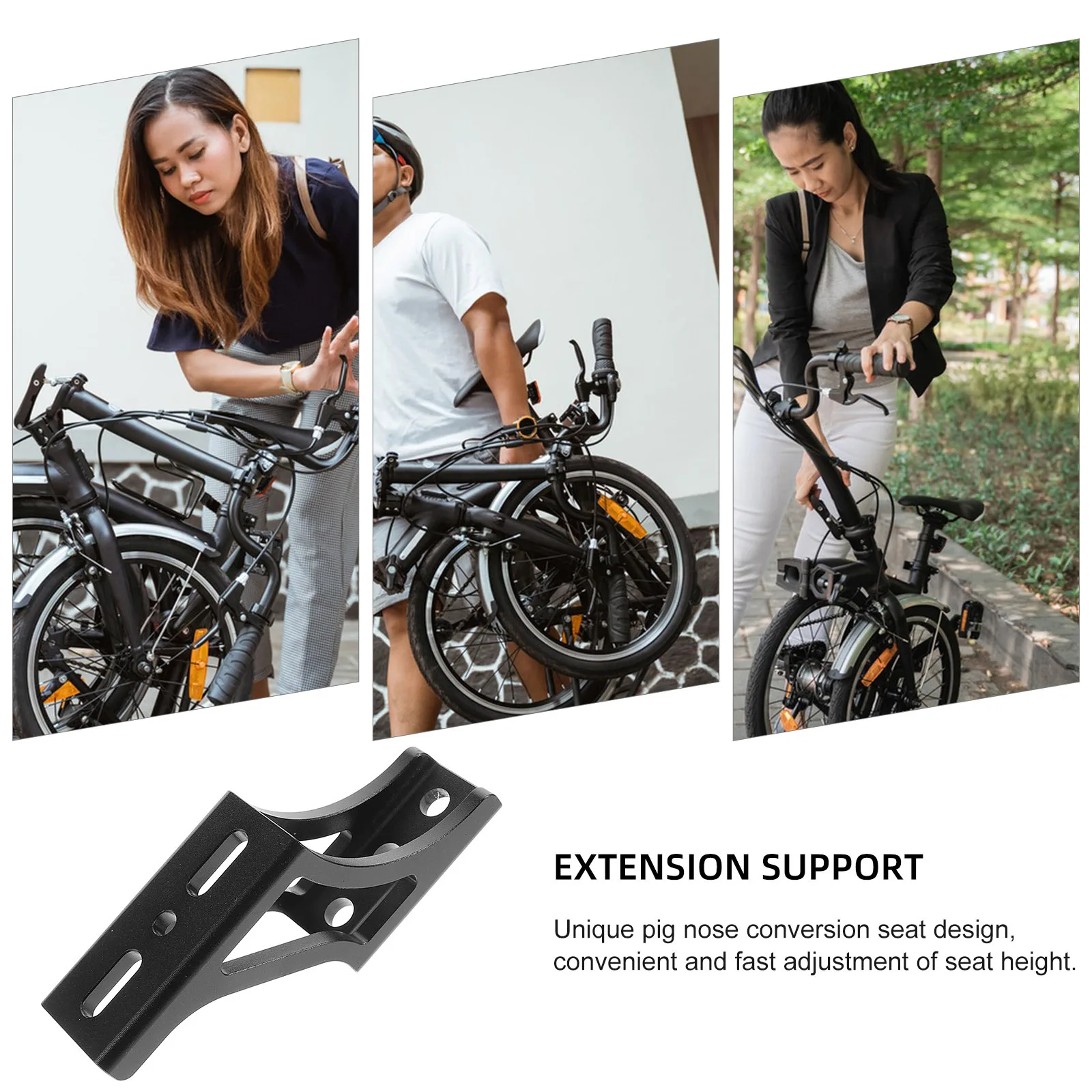 

Pig Nose Conversion Seat for Folding Bike Bicycle Front Bag Carrier Block Extender Raised Seat Adapter Enhanced Comfort Long